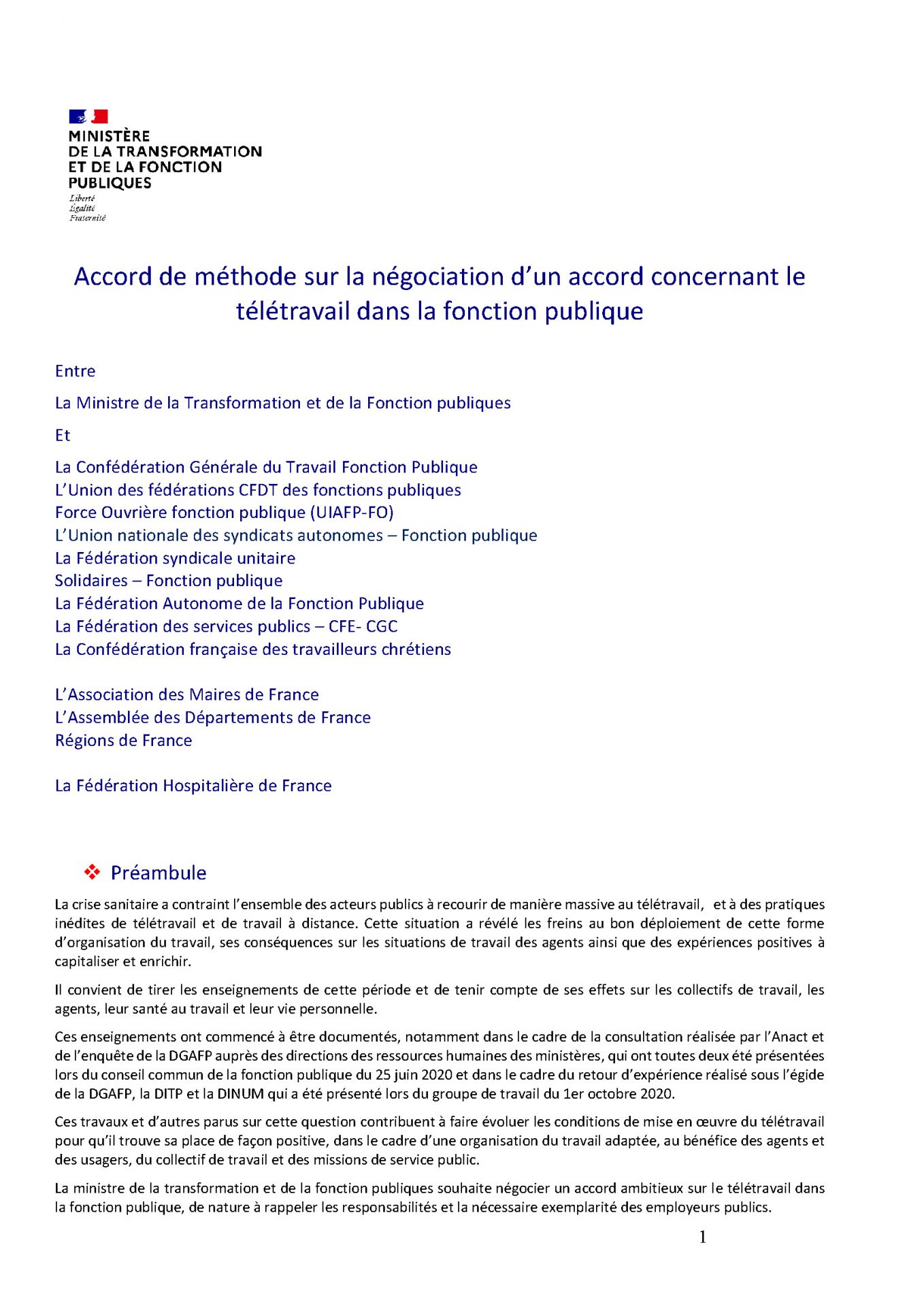 Accord De Méthode Sur La Négociation D’un Accord Concernant Le ...